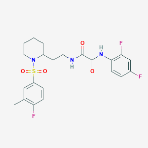 molecular formula C22H24F3N3O4S B2830035 N1-(2,4-二氟苯基)-N2-(2-(1-((4-氟-3-甲基苯基)磺酰)哌啶-2-基)乙基)草酰胺 CAS No. 898406-86-5