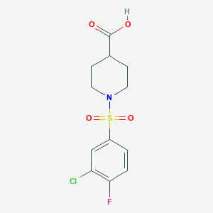 molecular formula C12H13ClFNO4S B2830045 1-[(3-氯-4-氟苯基)磺酰]哌啶-4-羧酸 CAS No. 869472-74-2