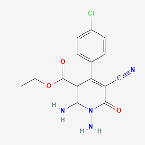 Ethyl 1,2-diamino-4-(4-chlorophenyl)-5-cyano-6-oxo-1,6-dihydro-3-pyridinecarboxylate