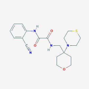 molecular formula C19H24N4O3S B2830076 N'-(2-氰基苯基)-N-[(4-硫吗啉-4-氧杂-4-基)甲基]甲酰胺 CAS No. 2415551-89-0