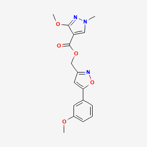 molecular formula C17H17N3O5 B2830078 (5-(3-methoxyphenyl)isoxazol-3-yl)methyl 3-methoxy-1-methyl-1H-pyrazole-4-carboxylate CAS No. 1207015-09-5
