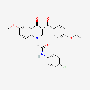 molecular formula C27H23ClN2O5 B2830080 N-(4-chlorophenyl)-2-[3-(4-ethoxybenzoyl)-6-methoxy-4-oxoquinolin-1-yl]acetamide CAS No. 866349-94-2