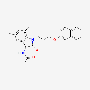 molecular formula C25H26N2O3 B2830082 N-{5,7-dimethyl-1-[3-(naphthalen-2-yloxy)propyl]-2-oxo-2,3-dihydro-1H-indol-3-yl}acetamide CAS No. 1008693-87-5