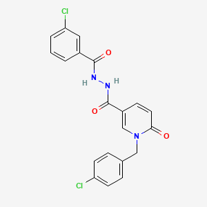 molecular formula C20H15Cl2N3O3 B2830084 N'-(3-chlorobenzoyl)-1-(4-chlorobenzyl)-6-oxo-1,6-dihydropyridine-3-carbohydrazide CAS No. 1105243-89-7