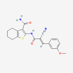 molecular formula C20H19N3O3S B2830087 (E)-2-(2-氰基-3-(3-甲氧基苯基)丙烯基)-4,5,6,7-四氢苯并[b]噻吩-3-甲酰胺 CAS No. 868154-73-8