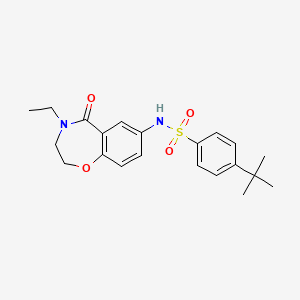 molecular formula C21H26N2O4S B2830095 4-(tert-butyl)-N-(4-ethyl-5-oxo-2,3,4,5-tetrahydrobenzo[f][1,4]oxazepin-7-yl)benzenesulfonamide CAS No. 926032-03-3