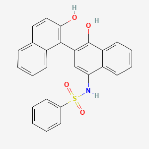 molecular formula C26H19NO4S B2830096 N-[4-hydroxy-3-(2-hydroxynaphthalen-1-yl)naphthalen-1-yl]benzenesulfonamide CAS No. 36062-31-4