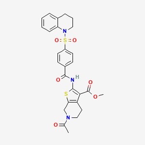 methyl 6-acetyl-2-(4-((3,4-dihydroquinolin-1(2H)-yl)sulfonyl)benzamido)-4,5,6,7-tetrahydrothieno[2,3-c]pyridine-3-carboxylate
