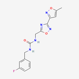 molecular formula C15H14FN5O3 B2830113 1-(3-Fluorobenzyl)-3-((3-(5-methylisoxazol-3-yl)-1,2,4-oxadiazol-5-yl)methyl)urea CAS No. 1903848-24-7