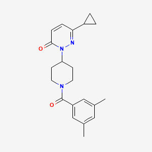 molecular formula C21H25N3O2 B2830114 6-Cyclopropyl-2-[1-(3,5-dimethylbenzoyl)piperidin-4-yl]pyridazin-3-one CAS No. 2310199-24-5