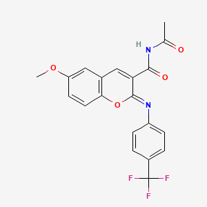 (2Z)-N-acetyl-6-methoxy-2-{[4-(trifluoromethyl)phenyl]imino}-2H-chromene-3-carboxamide