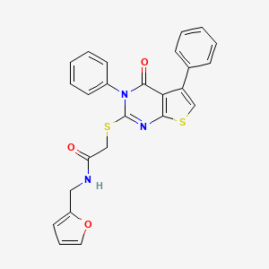 molecular formula C25H19N3O3S2 B2830118 N-(呋喃-2-基甲基)-2-(4-氧代-3,5-二苯基噻吩[2,3-d]嘧啶-2-基)硫醇乙酰胺 CAS No. 315710-36-2