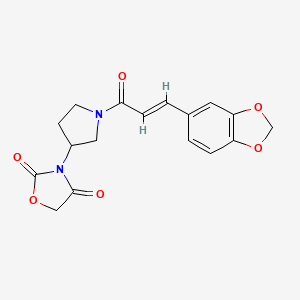 molecular formula C17H16N2O6 B2830129 (E)-3-(1-(3-(benzo[d][1,3]dioxol-5-yl)acryloyl)pyrrolidin-3-yl)oxazolidine-2,4-dione CAS No. 2035000-71-4