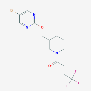 molecular formula C14H17BrF3N3O2 B2830130 1-[3-[(5-Bromopyrimidin-2-yl)oxymethyl]piperidin-1-yl]-4,4,4-trifluorobutan-1-one CAS No. 2380095-14-5