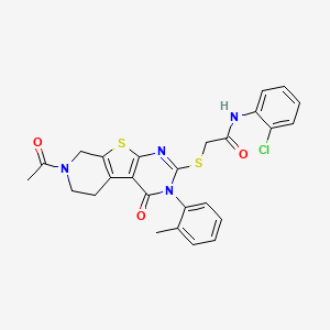 2-((7-acetyl-4-oxo-3-(o-tolyl)-3,4,5,6,7,8-hexahydropyrido[4',3':4,5]thieno[2,3-d]pyrimidin-2-yl)thio)-N-(2-chlorophenyl)acetamide