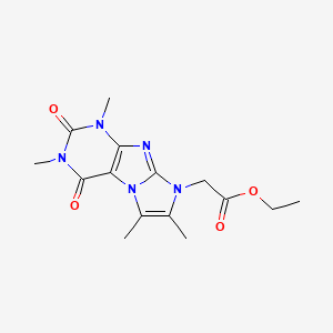 molecular formula C15H19N5O4 B2830134 乙酸 2-(2,4,7,8-四甲基-1,3-二氧代嘌呤[7,8-a]咪唑-6-基)酯 CAS No. 878735-79-6