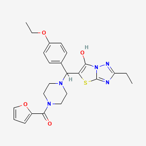 molecular formula C24H27N5O4S B2830142 (4-((4-乙氧苯基)(2-乙基-6-羟基噻唑并[3,2-b][1,2,4]三嗪-5-基)甲基)哌嗪-1-基)(呋喃-2-基)甲酮 CAS No. 898349-81-0