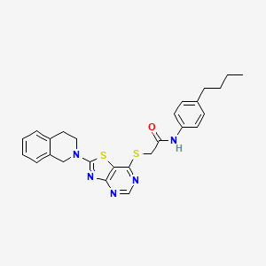 molecular formula C26H27N5OS2 B2830155 N-(4-丁基苯基)-2-((2-(3,4-二氢异喹啉-2(1H)-基)噻唑并[4,5-d]嘧啶-7-基)硫代)乙酰胺 CAS No. 1358224-58-4