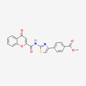 molecular formula C21H14N2O5S B2830156 甲基 4-(2-(4-氧代-4H-香豆素-2-羧酰胺)噻唑-4-基)苯甲酸酯 CAS No. 361173-43-5