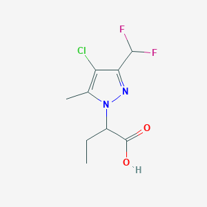 molecular formula C9H11ClF2N2O2 B2830157 2-[4-Chloro-3-(difluoromethyl)-5-methylpyrazol-1-yl]butanoic acid CAS No. 1946812-16-3