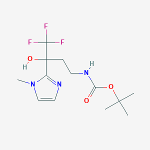 molecular formula C13H20F3N3O3 B2830159 tert-butyl N-[4,4,4-trifluoro-3-hydroxy-3-(1-methyl-1H-imidazol-2-yl)butyl]carbamate CAS No. 1424230-43-2