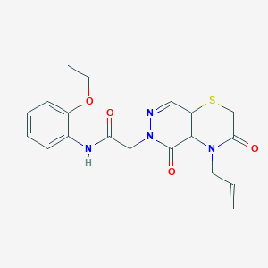 molecular formula C19H20N4O4S B2830173 乙酸 N-({1-甲基-3-[5-(4-甲基苯基)-1,3,4-噁二唑-2-基]-1,4,6,7-四氢-5H-吡唑并[4,3-c]吡啶-5-基}羰基)甘氨酸乙酯 CAS No. 1251580-89-8