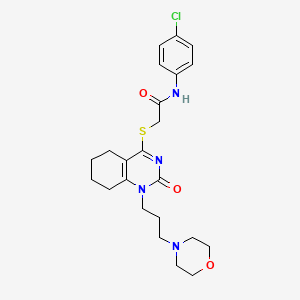 molecular formula C23H29ClN4O3S B2830175 N-(4-chlorophenyl)-2-((1-(3-morpholinopropyl)-2-oxo-1,2,5,6,7,8-hexahydroquinazolin-4-yl)thio)acetamide CAS No. 899950-65-3