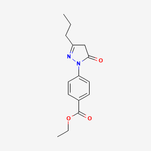 molecular formula C15H18N2O3 B2830178 ethyl 4-(5-oxo-3-propyl-4,5-dihydro-1H-pyrazol-1-yl)benzoate CAS No. 701217-05-2