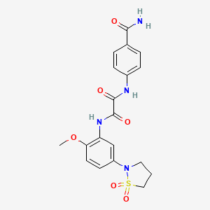 molecular formula C19H20N4O6S B2830184 N1-(4-carbamoylphenyl)-N2-(5-(1,1-dioxidoisothiazolidin-2-yl)-2-methoxyphenyl)oxalamide CAS No. 941979-95-9