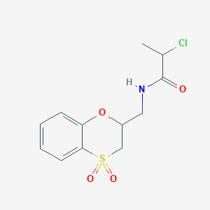 molecular formula C12H14ClNO4S B2830186 2-Chloro-N-[(4,4-dioxo-2,3-dihydro-1,4lambda6-benzoxathiin-2-yl)methyl]propanamide CAS No. 2411301-63-6