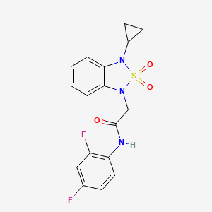 molecular formula C17H15F2N3O3S B2830202 2-(3-cyclopropyl-2,2-dioxo-1,3-dihydro-2lambda6,1,3-benzothiadiazol-1-yl)-N-(2,4-difluorophenyl)acetamide CAS No. 2097894-33-0
