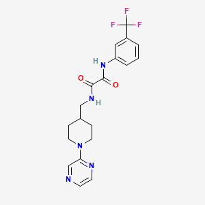 molecular formula C19H20F3N5O2 B2830205 N1-((1-(pyrazin-2-yl)piperidin-4-yl)methyl)-N2-(3-(trifluoromethyl)phenyl)oxalamide CAS No. 1396876-27-9