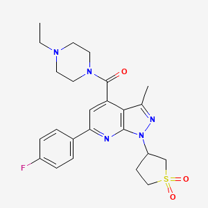 (1-(1,1-dioxidotetrahydrothiophen-3-yl)-6-(4-fluorophenyl)-3-methyl-1H-pyrazolo[3,4-b]pyridin-4-yl)(4-ethylpiperazin-1-yl)methanone