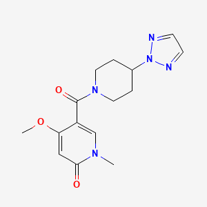 molecular formula C15H19N5O3 B2830226 5-(4-(2H-1,2,3-triazol-2-yl)piperidine-1-carbonyl)-4-methoxy-1-methylpyridin-2(1H)-one CAS No. 2201428-68-2