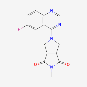 molecular formula C15H13FN4O2 B2830242 5-(6-Fluoroquinazolin-4-yl)-2-methyl-3a,4,6,6a-tetrahydropyrrolo[3,4-c]pyrrole-1,3-dione CAS No. 2415531-46-1