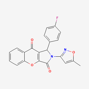 molecular formula C21H13FN2O4 B2830252 1-(4-Fluorophenyl)-2-(5-methylisoxazol-3-yl)-1,2-dihydrochromeno[2,3-c]pyrrole-3,9-dione CAS No. 874395-39-8