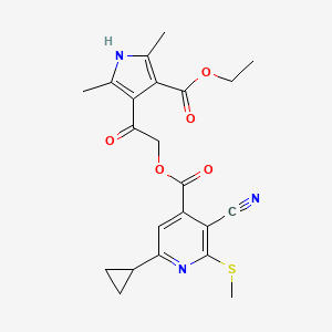 molecular formula C22H23N3O5S B2830255 2-[4-(ethoxycarbonyl)-2,5-dimethyl-1H-pyrrol-3-yl]-2-oxoethyl 3-cyano-6-cyclopropyl-2-(methylsulfanyl)pyridine-4-carboxylate CAS No. 1111452-60-8