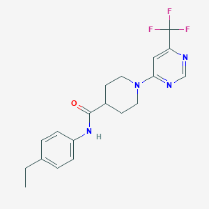 molecular formula C19H21F3N4O B2830257 N-(4-乙基苯基)-1-[6-(三氟甲基)嘧啶-4-基]哌啶-4-基甲酰胺 CAS No. 1775546-68-3