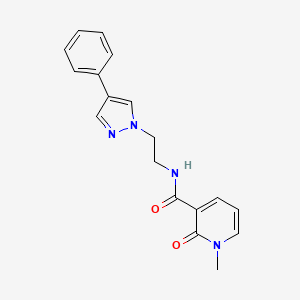molecular formula C18H18N4O2 B2830258 1-methyl-2-oxo-N-(2-(4-phenyl-1H-pyrazol-1-yl)ethyl)-1,2-dihydropyridine-3-carboxamide CAS No. 2034417-72-4