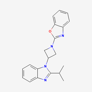 molecular formula C20H20N4O B2830261 2-[3-(2-Propan-2-ylbenzimidazol-1-yl)azetidin-1-yl]-1,3-benzoxazole CAS No. 2415492-22-5