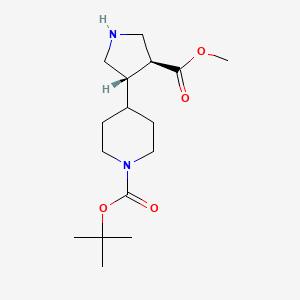 molecular formula C16H28N2O4 B2830275 叔丁基-4-[(3S,4S)-4-甲氧基羰基吡咯啉-3-基]哌啶-1-羧酸酯 CAS No. 2343964-30-5
