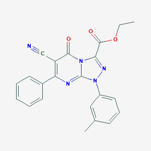 molecular formula C22H17N5O3 B283030 Ethyl 6-cyano-1-(3-methylphenyl)-5-oxo-7-phenyl-1,5-dihydro[1,2,4]triazolo[4,3-a]pyrimidine-3-carboxylate 