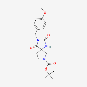 molecular formula C19H25N3O5 B2830300 叔丁基-3-(4-甲氧基苄基)-2,4-二氧代-1,3,7-三氮杂螺[4.4]壬烷-7-羧酸酯 CAS No. 2007921-04-0