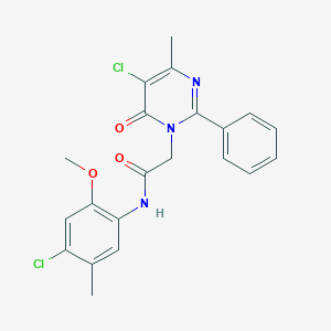 molecular formula C21H19Cl2N3O3 B2830302 N-(4-氯-2-甲氧基-5-甲基苯基)-2-(5-氯-4-甲基-6-氧代-2-苯基嘧啶-1(6H)-基)乙酰胺 CAS No. 1421466-01-4