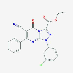 molecular formula C21H14ClN5O3 B283031 Ethyl 1-(3-chlorophenyl)-6-cyano-5-oxo-7-phenyl-1,5-dihydro[1,2,4]triazolo[4,3-a]pyrimidine-3-carboxylate 