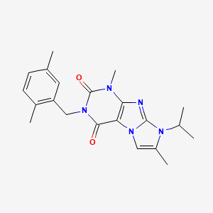 molecular formula C21H25N5O2 B2830326 2-[(2,5-二甲基苯基)甲基]-4,7-二甲基-6-丙基嘌呤并[7,8-a]咪唑-1,3-二酮 CAS No. 878730-98-4