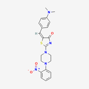 molecular formula C22H23N5O3S B2830359 (E)-5-(4-(dimethylamino)benzylidene)-2-(4-(2-nitrophenyl)piperazin-1-yl)thiazol-4(5H)-one CAS No. 370855-94-0