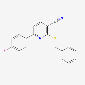 molecular formula C19H13FN2S B2830371 2-(苄基硫基)-6-(4-氟苯基)烟酰亚胺 CAS No. 252059-92-0