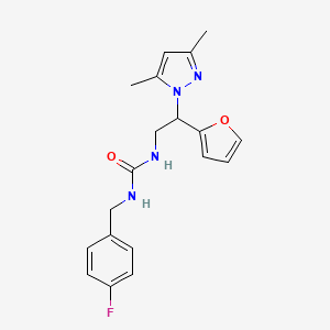 molecular formula C19H21FN4O2 B2830375 1-(2-(3,5-dimethyl-1H-pyrazol-1-yl)-2-(furan-2-yl)ethyl)-3-(4-fluorobenzyl)urea CAS No. 2034346-03-5