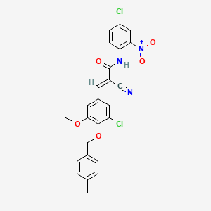 molecular formula C25H19Cl2N3O5 B2830377 (E)-3-[3-chloro-5-methoxy-4-[(4-methylphenyl)methoxy]phenyl]-N-(4-chloro-2-nitrophenyl)-2-cyanoprop-2-enamide CAS No. 522657-62-1